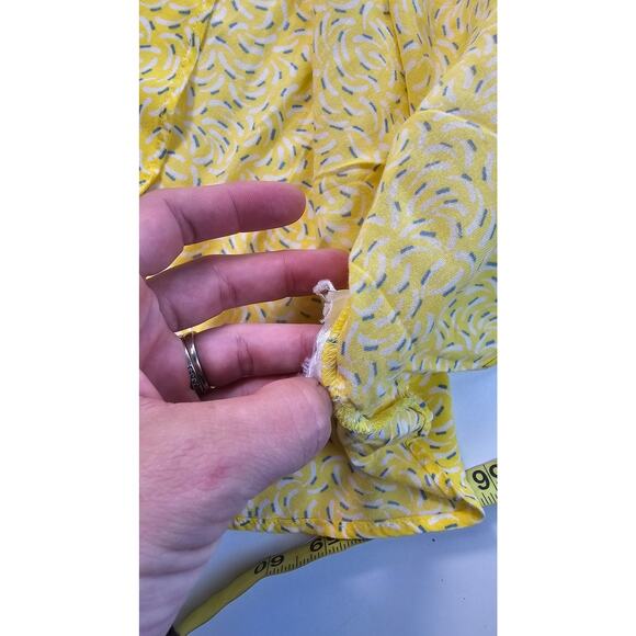 Maeve sz 6 tie scrunch wrist lemon yellow bright cottagecore button up EUC top - Picture 8 of 10